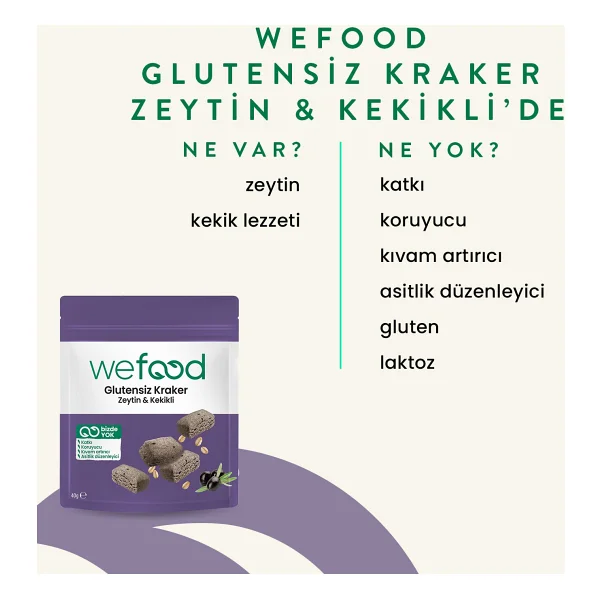 Wefood Glutensiz Zeytinli & Kekikli Kraker 40 g 3'lü - Görsel 2