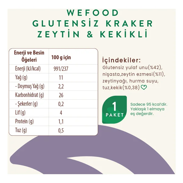Wefood Glutensiz Zeytinli & Kekikli Kraker 40 g 3'lü - Görsel 4