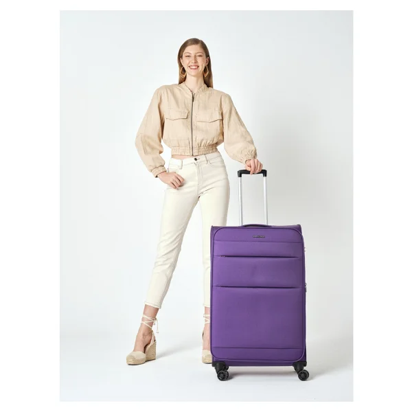 Pierre Cardin 04PC4200 Kumaş Mor Kabin + Orta + Büyük Boy 3'lü Valiz Seti - Görsel 2