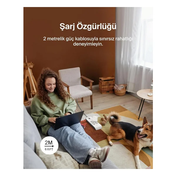Belkin BSV604 2 m 6'lı 2 USB'li Akım Korumalı Priz - Görsel 2