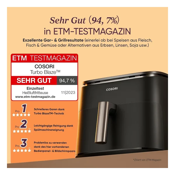 Cosori Turboblaze Dc Motor Airfryer Xxl 6l - 9-In-1 Akıllı Hızlı Pişirme 5 Kademe, 87 Tarif - Görsel 2