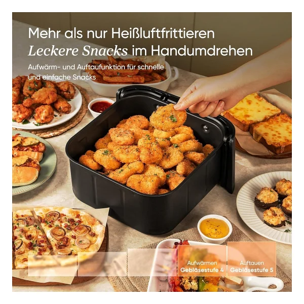 Cosori Turboblaze Dc Motor Airfryer Xxl 6l - 9-In-1 Akıllı Hızlı Pişirme 5 Kademe, 87 Tarif - Görsel 8