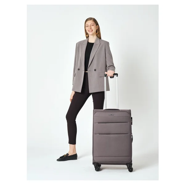 Pierre Cardin 04PC4200 Kumaş Antrasit Kabin + Orta + Büyük Boy 3'lü Valiz Seti - Görsel 3