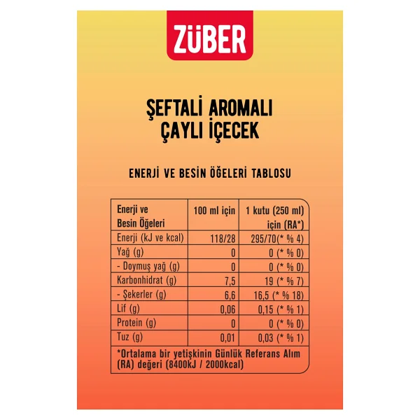 Züber Ice Tea Şeftali Soğuk Çay 250ml x 3 Adet - Görsel 2