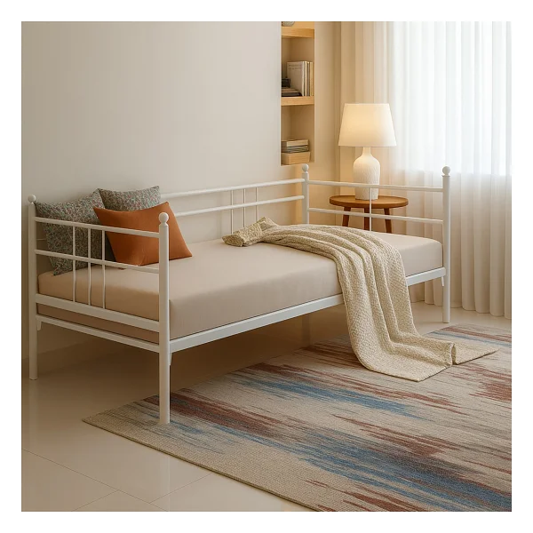 Unimet Soho Daybed Tek Kişilik Sedir Divan Metal Karyola Beyaz - 90 x 190 cm - Görsel 8