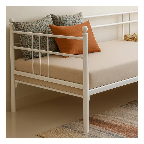 Unimet Soho Daybed Tek Kişilik Sedir Divan Metal Karyola Beyaz - 90 x 190 cm - Görsel 3