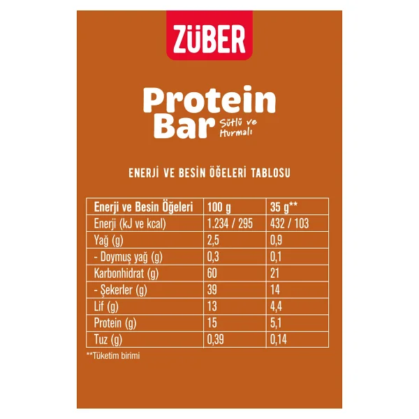 Züber Sütlü Hurmalı Protein Bar 35 gr 12'li - Görsel 9