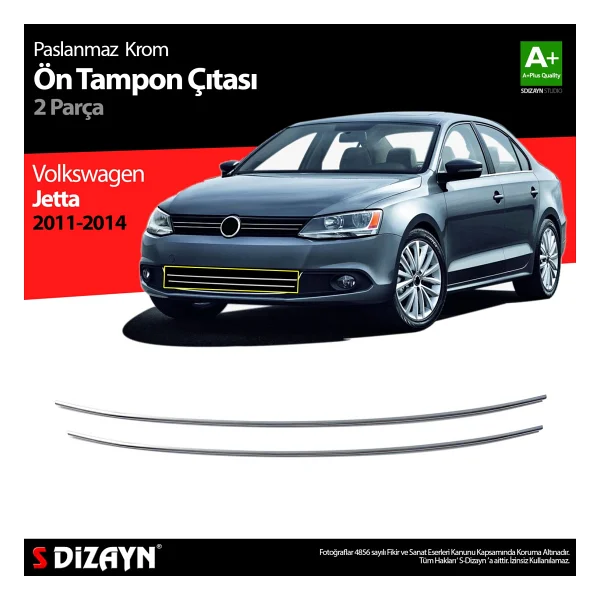 S-Dizayn Vw Jetta Krom Ön Tampon Çıta 2 Prç 2011-2014 - Görsel 7