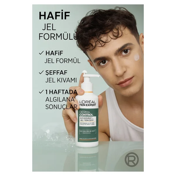 L'Oreal Paris Men Expert Derma Control Arındırıcı Yüz Temizleme Jeli 260 ml - 2% Salisilik Asit + Niasinamid - Görsel 6