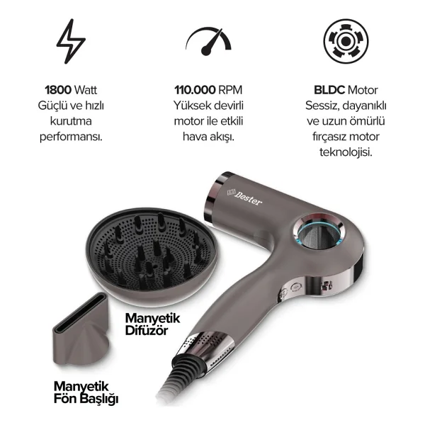 Bester HD8002 1800 W Saç Kurutma Makinesi - Görsel 3