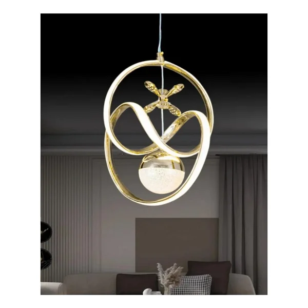 Akgül Tek Toplu Modern Gold Kaplama Sarkıt Led Avize Salon Avize 3 Renk Ledli - Görsel 5