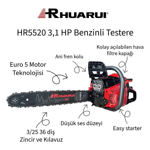 RHUARUI HR 5520 55 cc. Benzinli Testere - Görsel 2