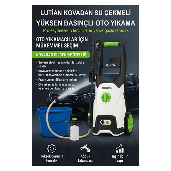 Lutian LT518 1600 W 130 Bar Yüksek Basınçlı Yıkama Makinesi - Görsel 2