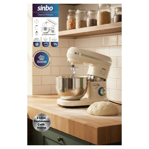 Sinbo SMX-2770 1300 W Krem 5 lt Stand Mikser - Görsel 10