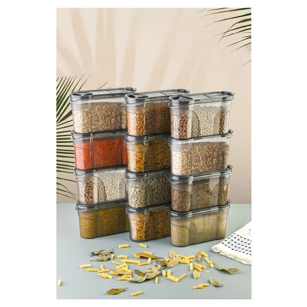 Vienev Etiketli 12li Baharat Kabı Set 1400 ml Antrasit - Görsel 2