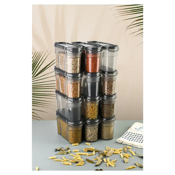 Vienev Etiketli 12li Baharat Kabı Set 1400 ml Antrasit - Görsel 3