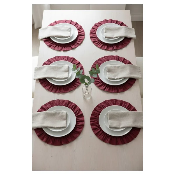 YUNUSOĞLU HOME Pamuklu Fırfırlı Supla 6'lı Set Amerikan Servis 33 cm Çap Supla 6'lı - Siyah - Görsel 5