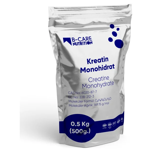 B-Care Nutrition Kreatin Monohidrat (Creatine Monohydrate) 0.50 kg (500G.) Toz Aromasız-Katkısız Hammadde - Görsel 4
