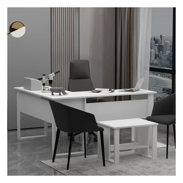 Betroya Landi Sehpalı Ofis Masası - Beyaz - Görsel 5