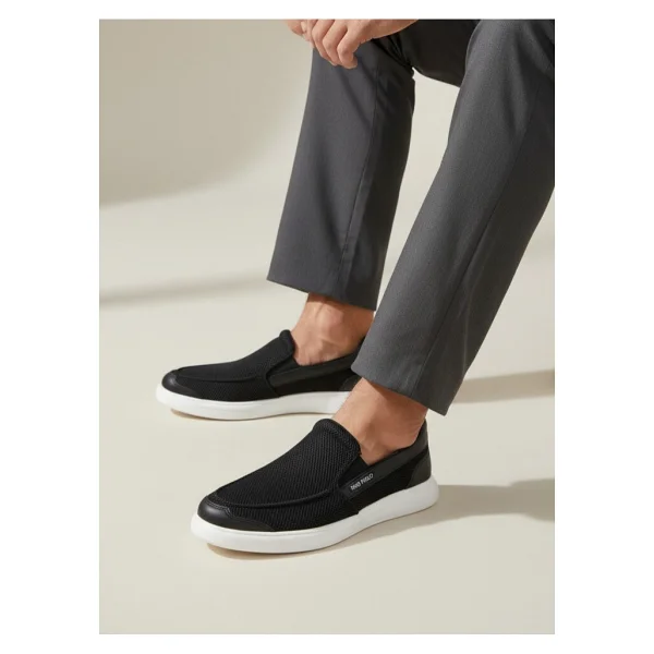 King Paolo K1182 Memory Foam Erkek Tekstil Siyah Bağcıksız Loafer Ayakkabı - 44 - Görsel 7