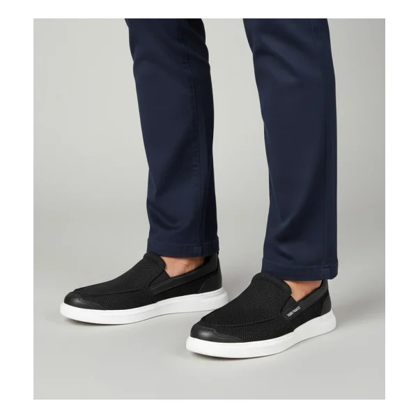 King Paolo K1182 Memory Foam Erkek Tekstil Siyah Bağcıksız Loafer Ayakkabı - 44 - Görsel 8