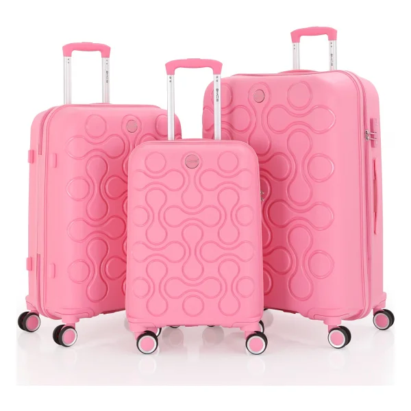 Mçs V376 Polipropilen Pembe Kabin + Orta + Büyük Boy 3'lü Valiz Seti - Görsel 8