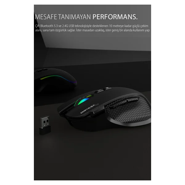 Inca IMG-GT22 Şarjlı Optik Kablolu/Kablosuz Oyuncu Mouse - Görsel 3