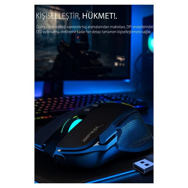 Inca IMG-GT22 Şarjlı Optik Kablolu/Kablosuz Oyuncu Mouse - Görsel 4