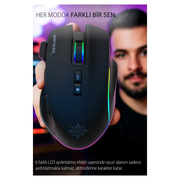 Inca IMG-GT22 Şarjlı Optik Kablolu/Kablosuz Oyuncu Mouse - Görsel 7