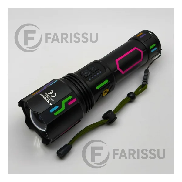 212 Farissu OR-G650 Ultra Güçlü Şarjlı El Feneri 2 Km Menzil, Powerbank Özellikli, Zoomlu ve Özel Çantalı (200 Watt) - 1 adet - Siyah - Görsel 2