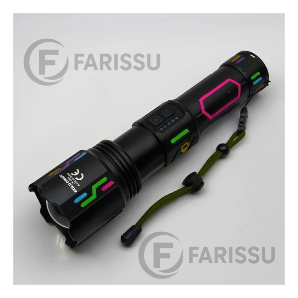 212 Farissu OR-G650 Ultra Güçlü Şarjlı El Feneri 2 Km Menzil, Powerbank Özellikli, Zoomlu ve Özel Çantalı (200 Watt) - 1 adet - Siyah - Görsel 3