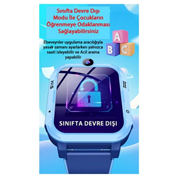 Smartberry Z34 Görüntülü Görüşme Gps Wıfı Net Konum Gizli Dinleme Akıllı Çocuk Takip Saati Sim Kartlı - Mavi - Görsel 6