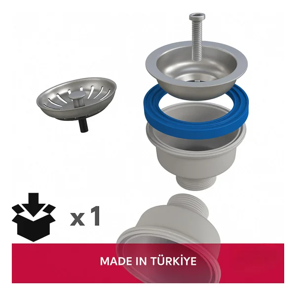 Desiphon Çöpmak S Tipi Evye Sifonu, Çamaşır Makinesi Çıkışlı, 304 Paslanmaz Çelik, Modern Kare, Koku Önleyici, Tıkanmaz Model, 10x10 cm - Görsel 6