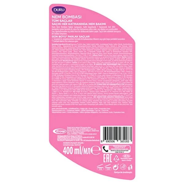 Duru Nem Bombası Tüm Saçlar Için Şampuan 4X400 ml - Görsel 5