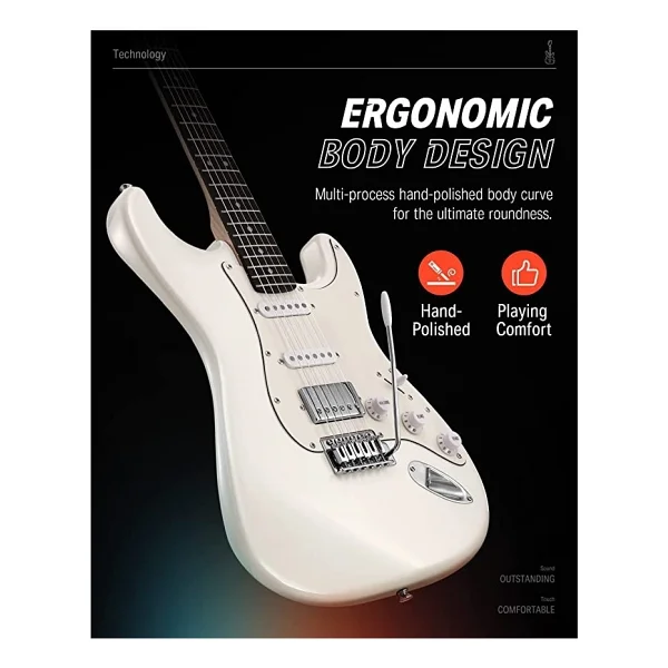 Donner DST-152 Full Size ST Beyaz Elektro Gitar Seti - Görsel 9
