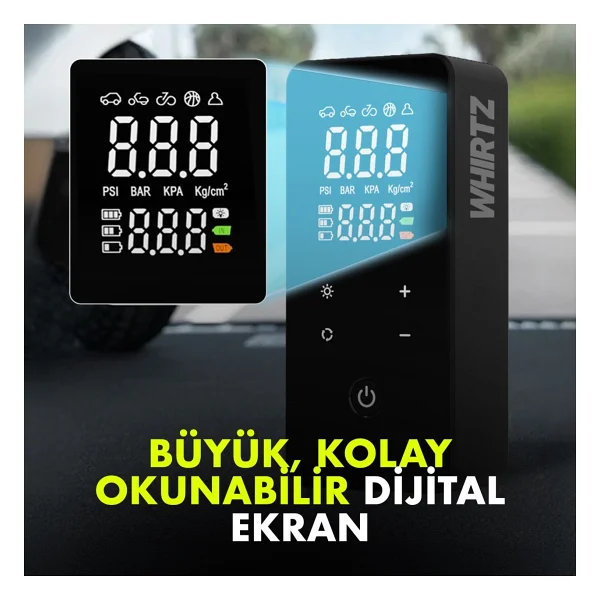 Whirtz Taşınabilir Şarjlı Araç Kompresörü - Görsel 4