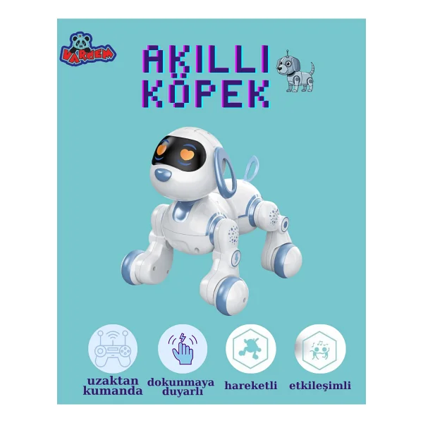 Vardem Uzaktan Kumandalı Interaktif Şarjlı Akıllı Köpek - Beyaz - Mavi - Görsel 7
