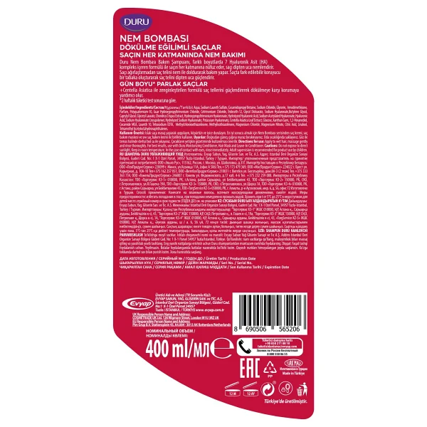 Duru Nem Bombası 400 ml Saç Dökülmesine Karşı Şampuan - Görsel 5