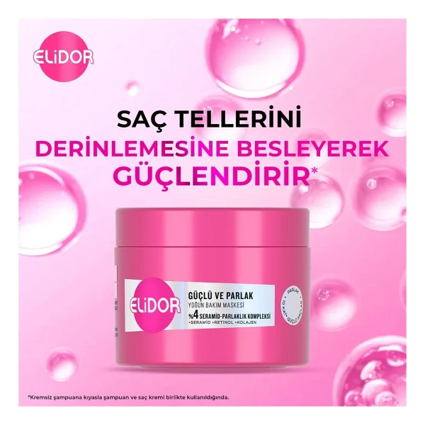 Elidor Güçlü ve Parlak Yoğun Bakım 220 ml Saç Maskesi - Görsel 4