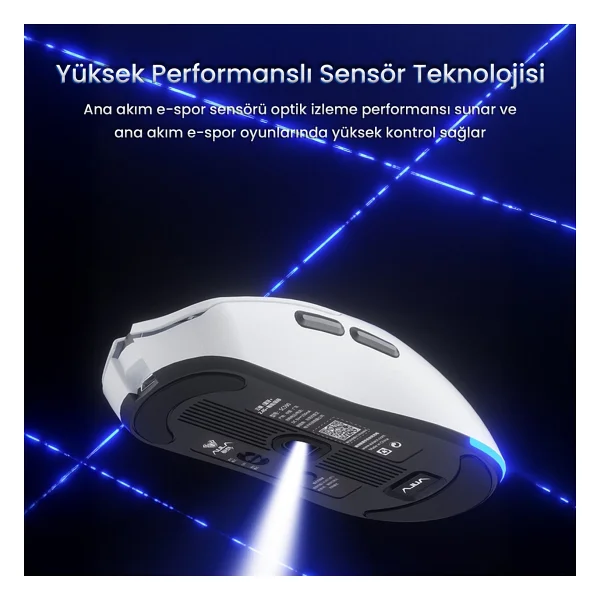 Aula SC590 Pro Beyaz Şarjlı Ergonomik Optik Kablolu/Kablosuz Oyuncu Mouse - Görsel 4