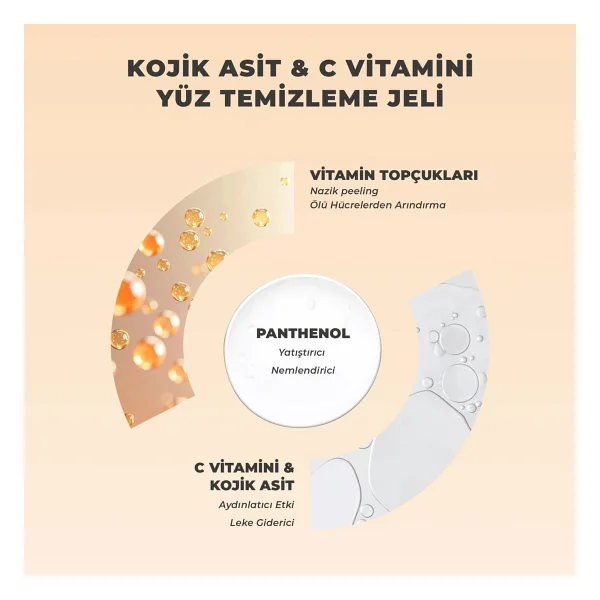 Dermokil Kojik Asit C Vitamini Leke Karşıtı Arındırıcı 200 ml Yüz Temizleme Jeli - Görsel 3