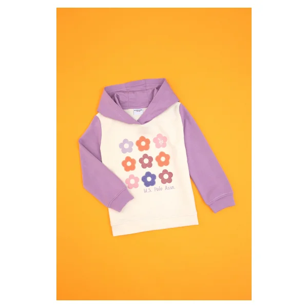 U.S. Polo Assn 50318011-VR034 Kapüşonlu Lila Kız Çocuk Sweatshirt - Görsel 3
