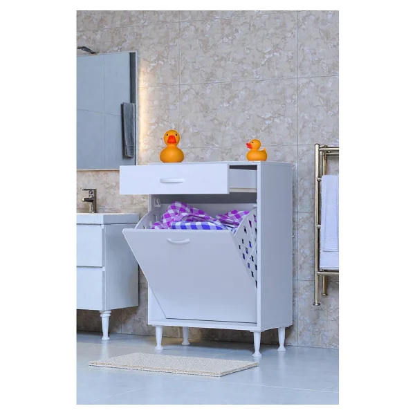Eliusta Asil 60 Cm Kirli Çamaşır Sepetli Banyo Dolabı 1 Çekmeceli Mutfak Çok Amaçlı Dolap 60X88x32,5 Cm - Görsel 10