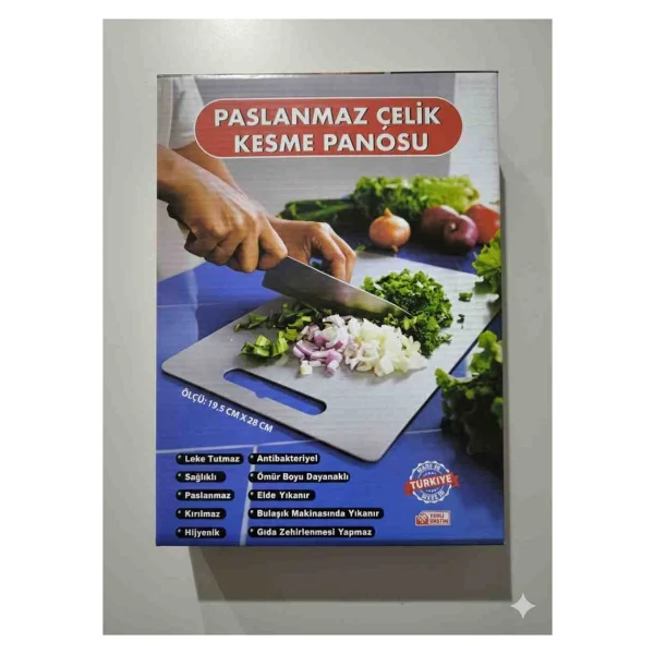 Paslanmaz Çelik Kesme Tahtası - 1 Adet - Görsel 3