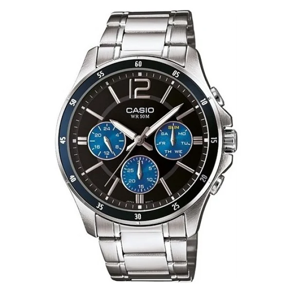 Casio Standart MTP-1374D-2AVDF Çelik Kordon Siyah-Mavi Erkek Kol Saati - Görsel 6