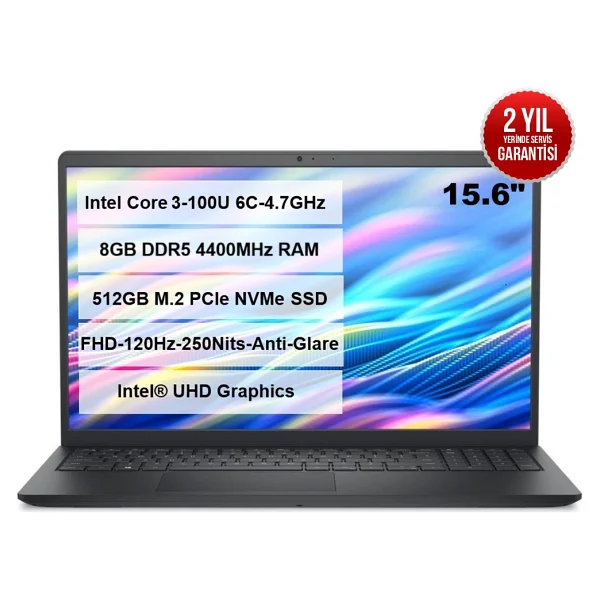 Dell Pro 15 Essential PV15250 Core 3 100U 16 GB 512 GB SSD Intel Graphics 15.6" Free Dos Full HD Notebook - Görsel 5
