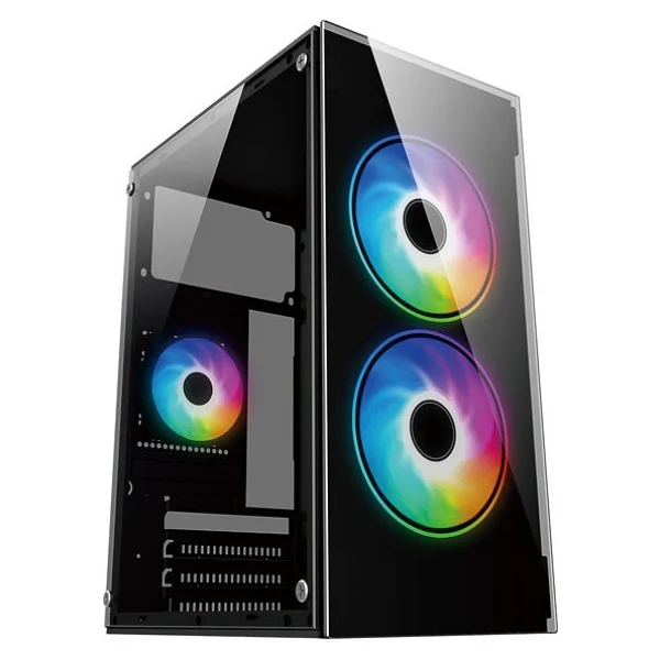 Iromx BTX-B350G 350W 2x12 CM RGB Fan ATX 1xUSB2.0/1xUSB3.0 Siyah Mini Gaming Kasa - Görsel 2
