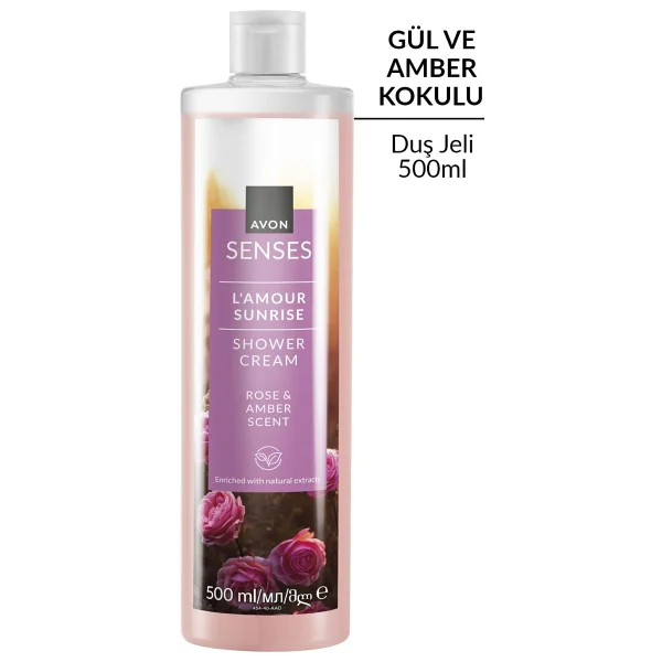 Avon Senses L'amour Sunrise Gül ve Amber Kokulu Kremsi 500 ml Duş Jeli - Görsel 9