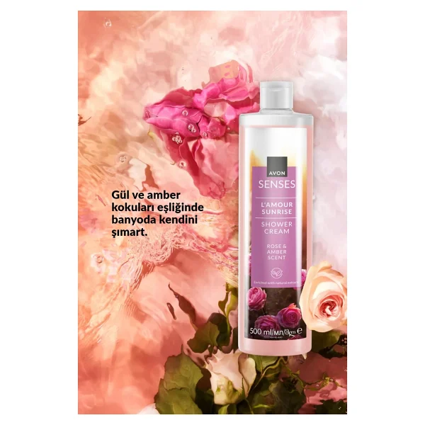 Avon Senses L'amour Sunrise Gül ve Amber Kokulu Kremsi 500 ml Duş Jeli - Görsel 3