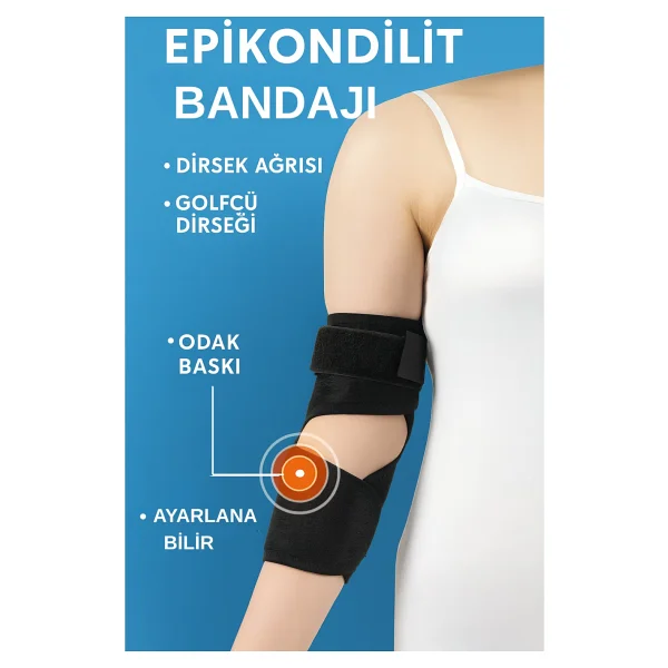 Fixicure Epikondilit Bandajı Tenisçi Golfçü Dirseklik Korucuyu Ortopedik Medikal Kol Dirsek Bandı - Standart - Görsel 6